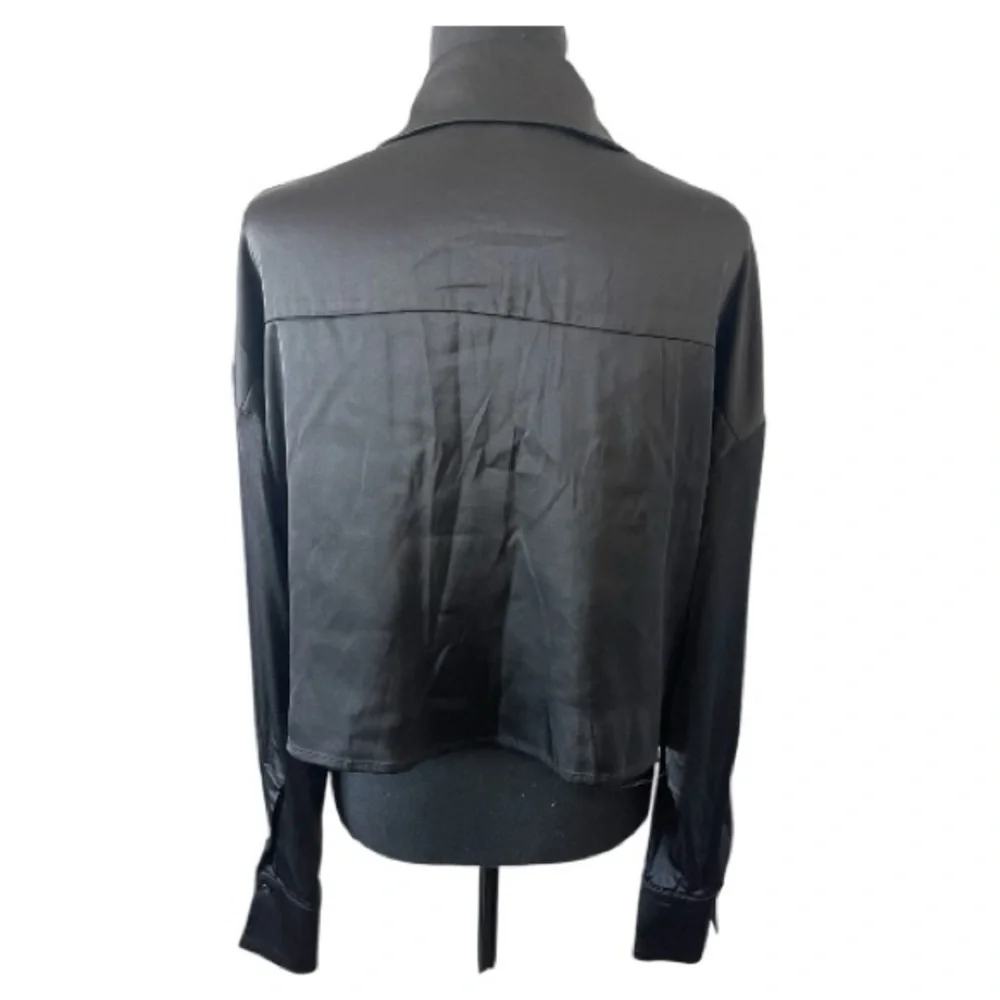 Walter Baker Satin Cropped Button-Down Blouse | Size XL l Poshmark - Picture 9 of 10